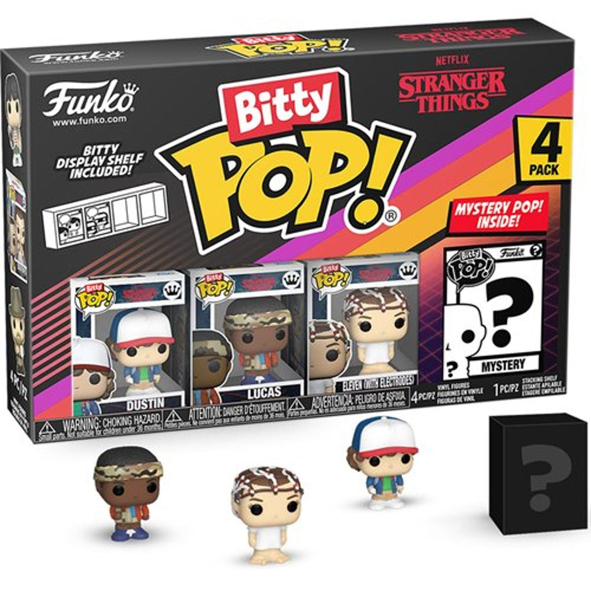 Bitty POP! 4-Pack: Stranger Things - Dustin, Lucas, Eleven (With Electrodes)