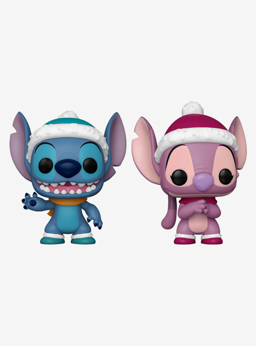 Disney Lilo Stitch Stitch Angel Winter Figure 2 Pack - Funko POP! 4.5" Hot Topic Exclusive