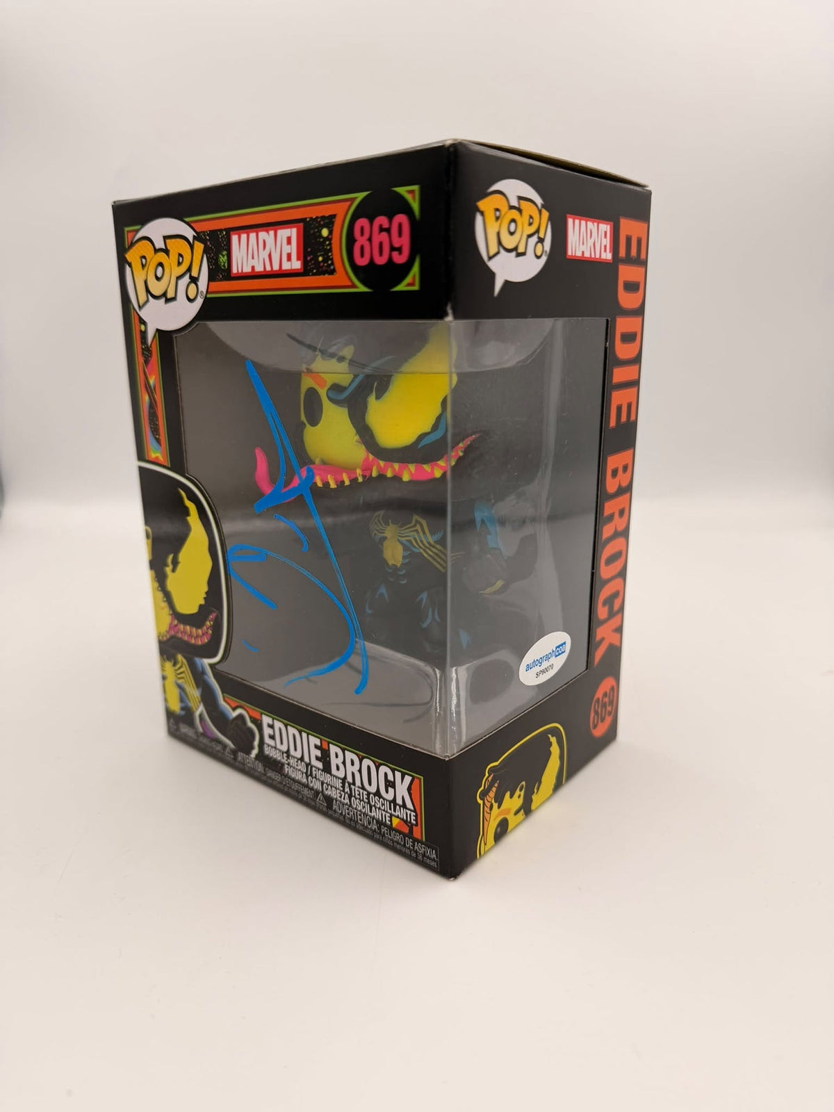 EDDIE BROCK - #869 - Funko Pop! - MOVIES - MARVEL - Signed by Topher Grace - ACOA Certificate