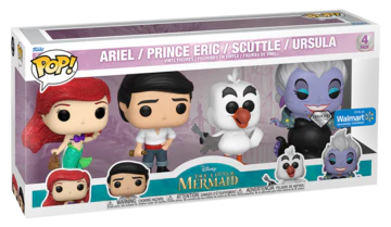 Little Mermaid 4 Pk -Ariel / Price Eric/ Scuttle/Ursula - Funko Pop! - Disney - The Little Mermaid- Diamond Collection - Walmart Exclusive