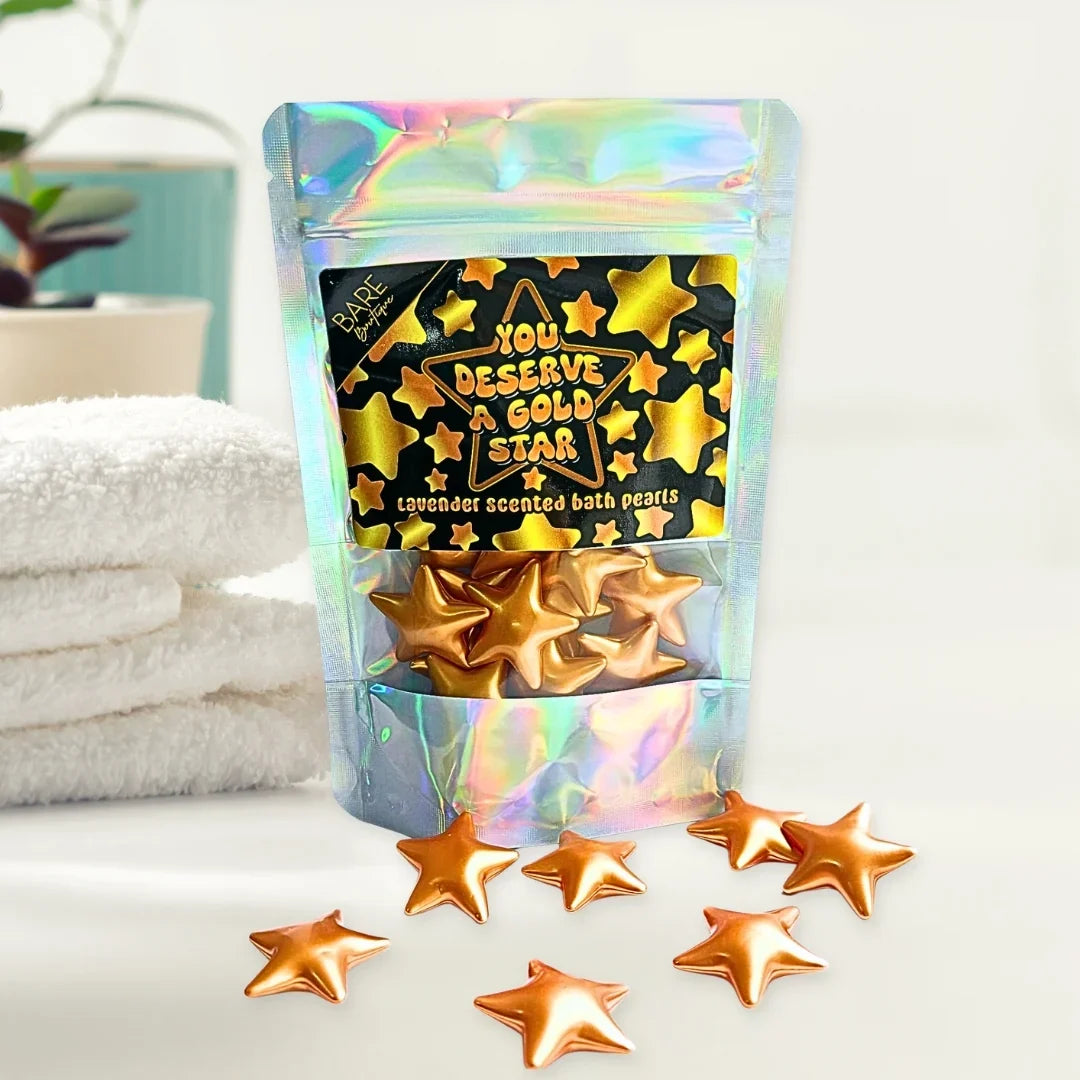 You Deserve A Gold Star Bath Pearls - Lavender Bath Pearls -Bare Boutique