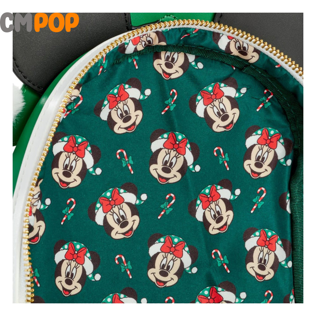 Minnie Mouse Black Polka Dot Christmas Mini Backpack - Loungefly