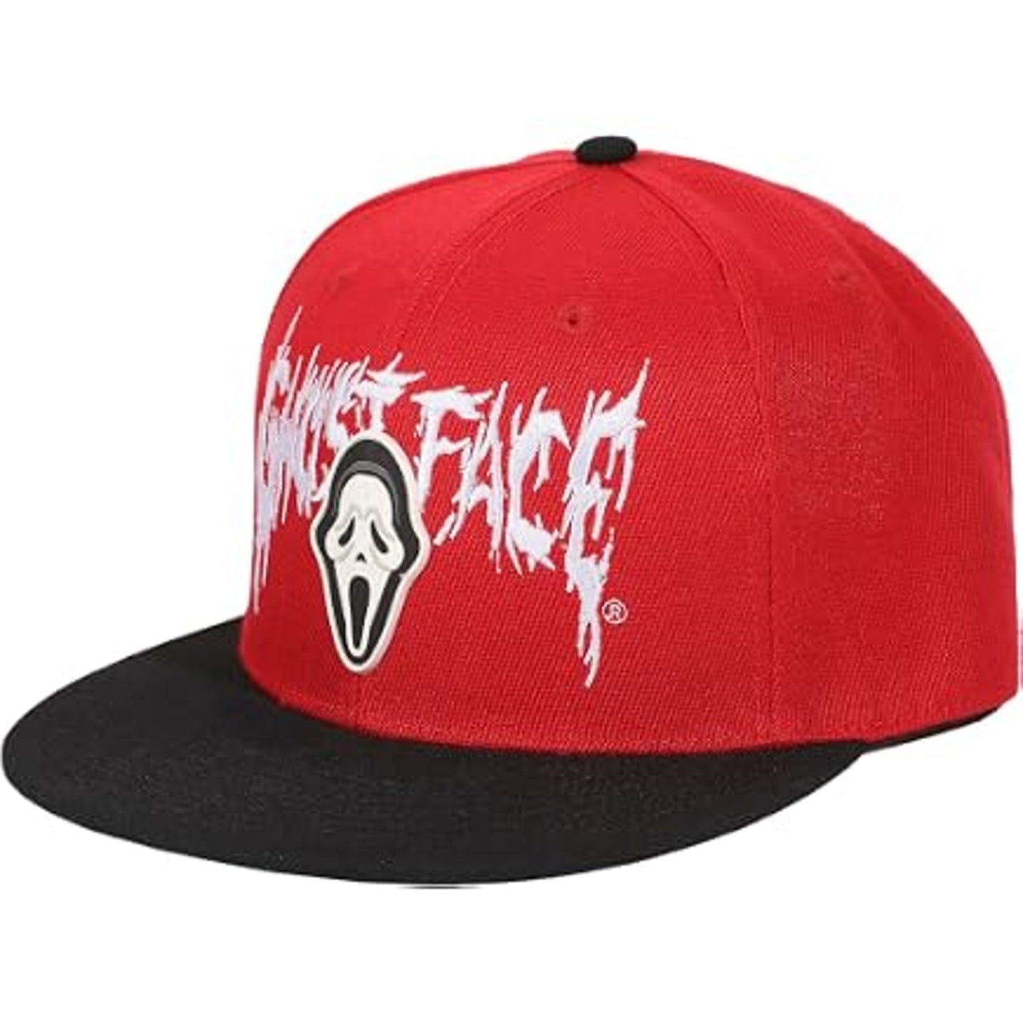 Ghostface Men's Mask Rubber Badge Red Flat Bill Baseball Cap