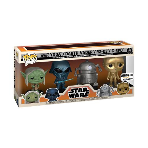 Yoda, Darth Vader, R2-D2 & C-3PO - 4 Pack - Star Wars - Amazon Exclusive - Funko Pop