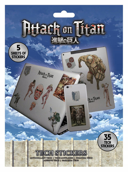 attack on titan 5 sheets tech stickers