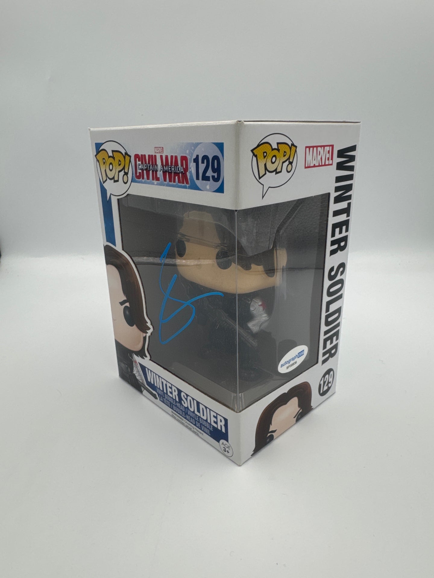 Winter Soldier - #129 - Funko Pop! - Civil War - Signed By Sebastian Stan - Certified by Autographcoa