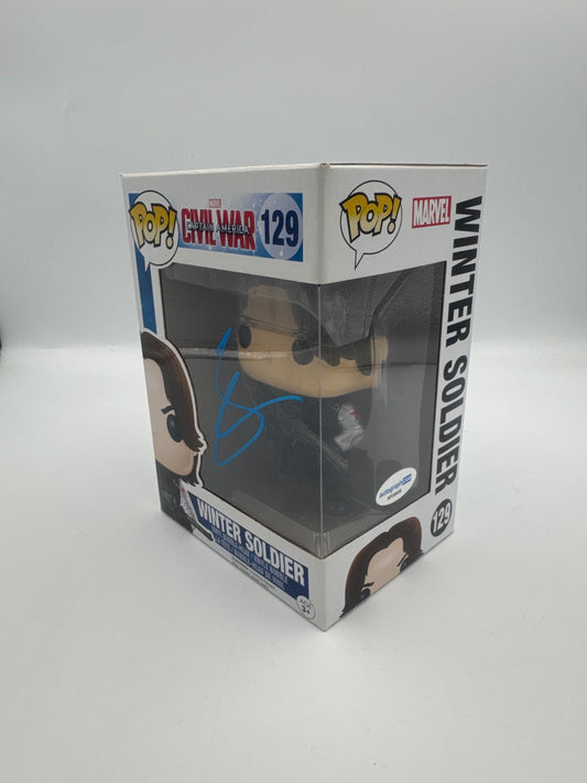 Winter Soldier - #129 - Funko Pop! - Civil War - Signed By Sebastian Stan - Certified by Autographcoa