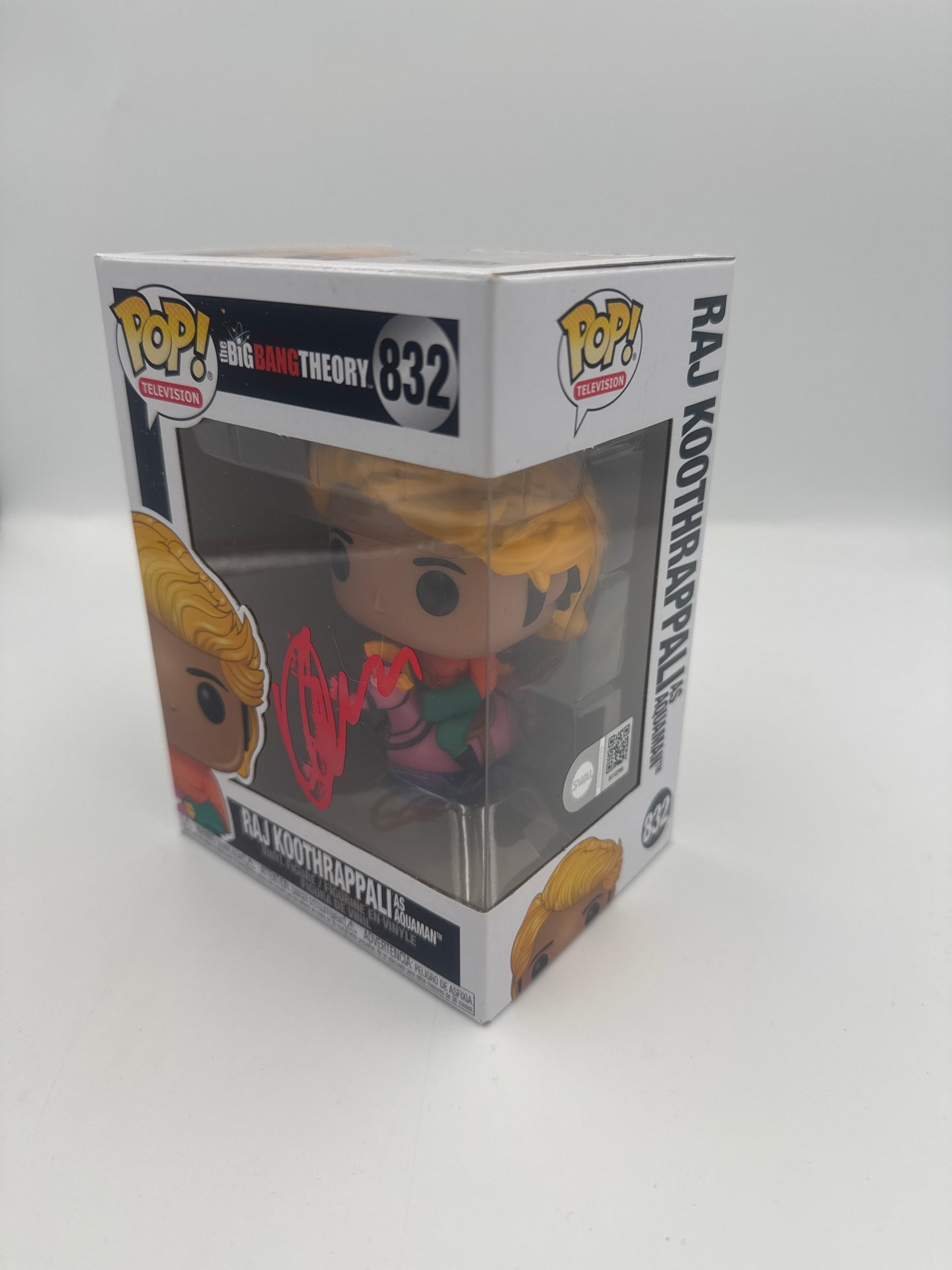 Raj Koothrappali  As Aquaman - #832 - The Big Bang Theory  - Funko Pop - Television Signed By Kunal Nayaar - Certified by SWAU