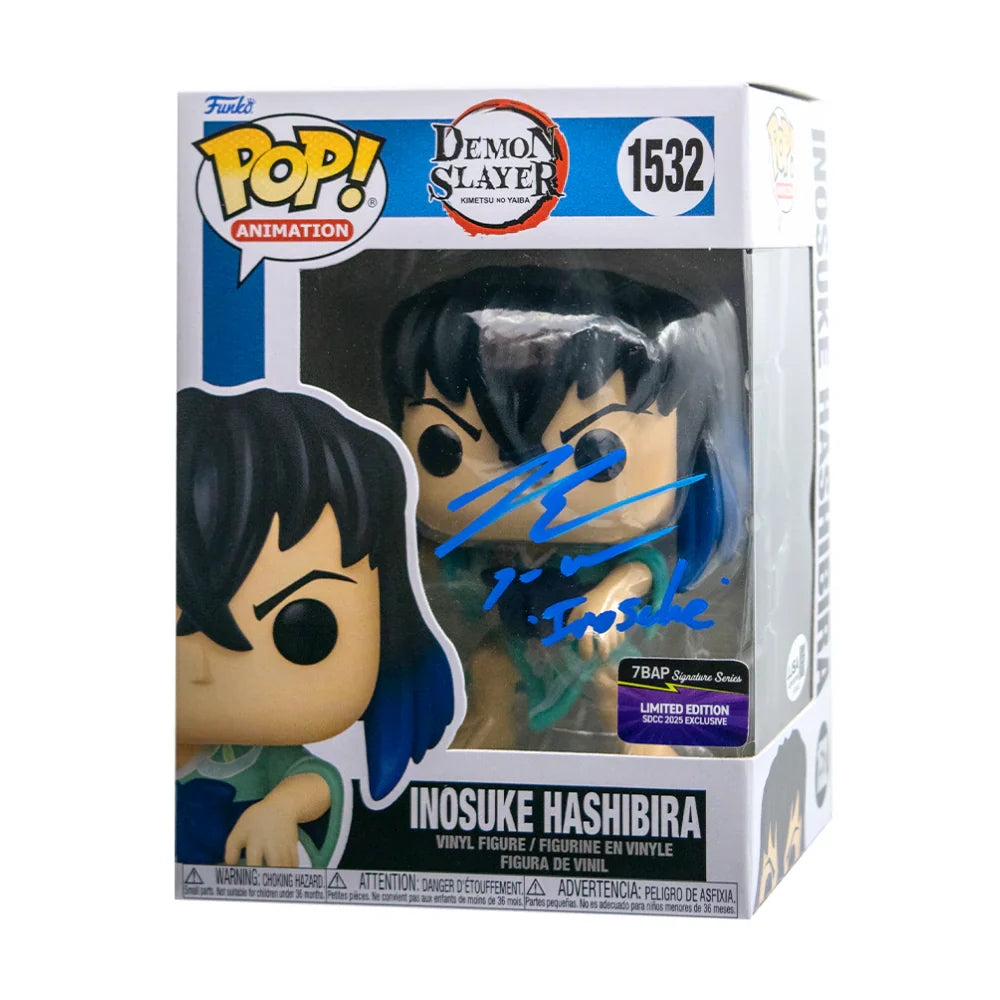Inosuke Hashibara  - #1532 - Funko Pop! - Demon Slayer - 7BAP Signature Series - Signed By Bryce Papenbrook