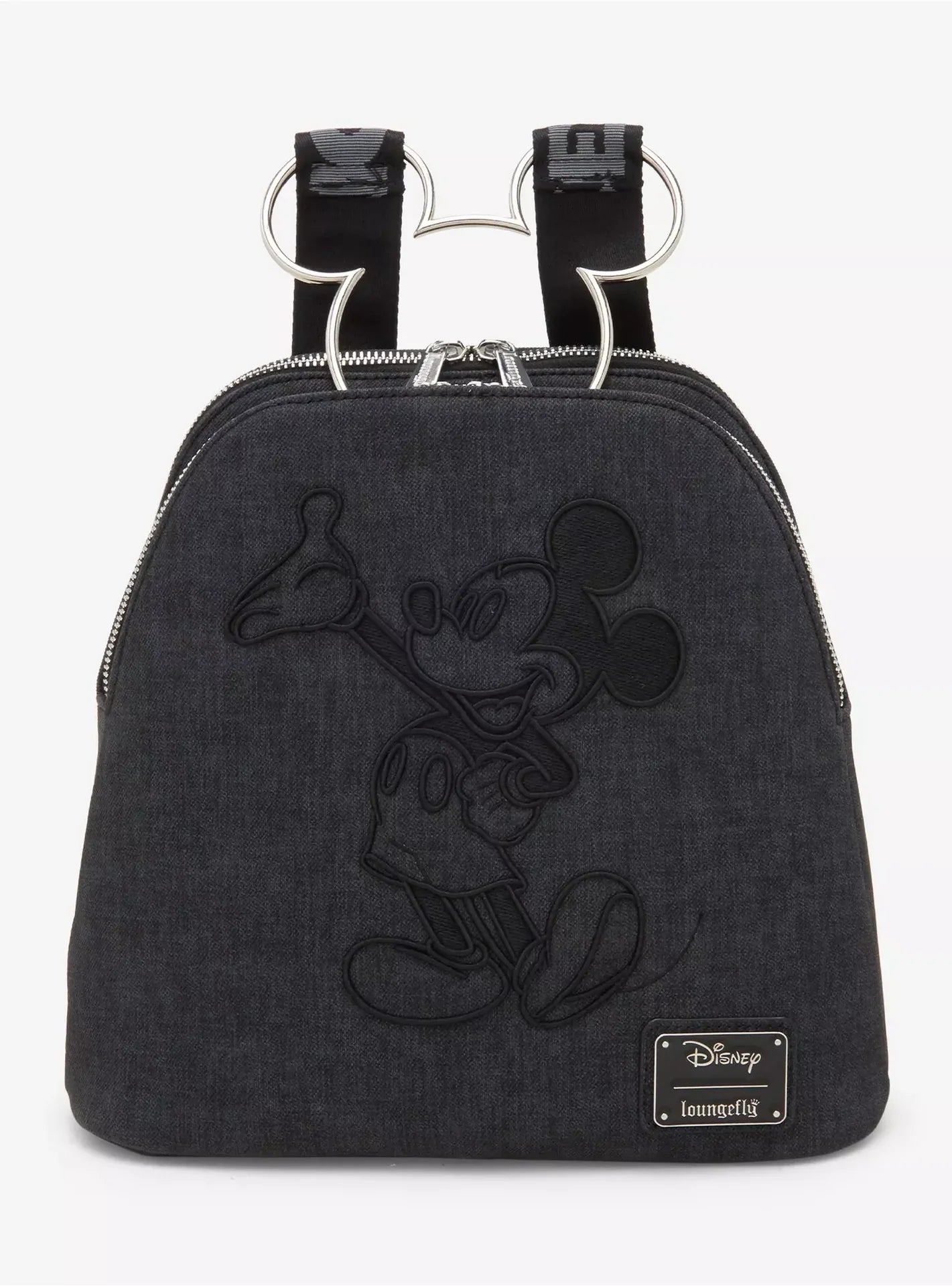Mickey Mouse Minimal Black Denim PU Mini Backpack -  Disney - Loungefly