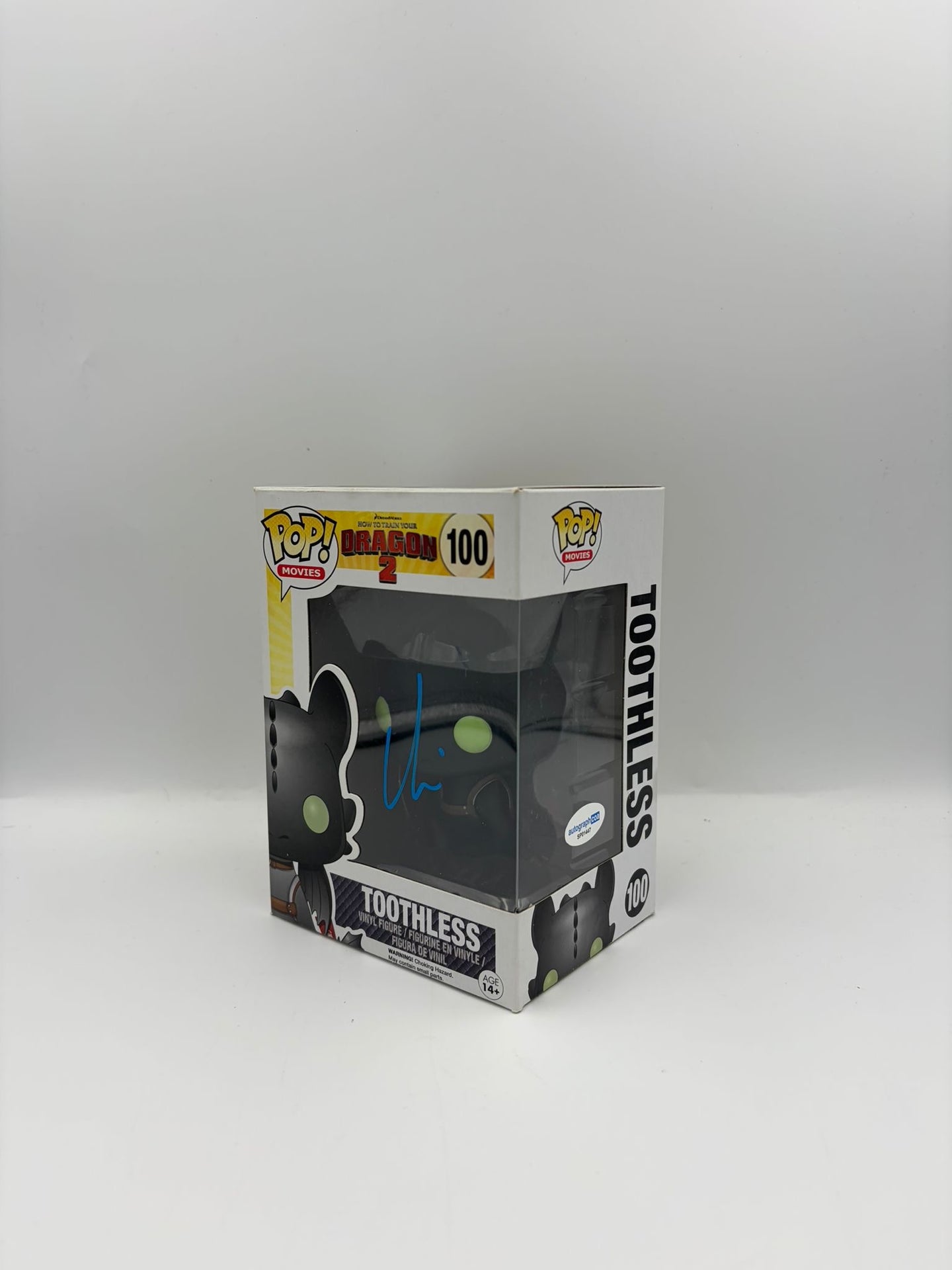 Toothless  - #100- How To Train My Dragon 2   - Signed By Christopher Mintz-Plasse - Autographcoa Certified Funko Pop!