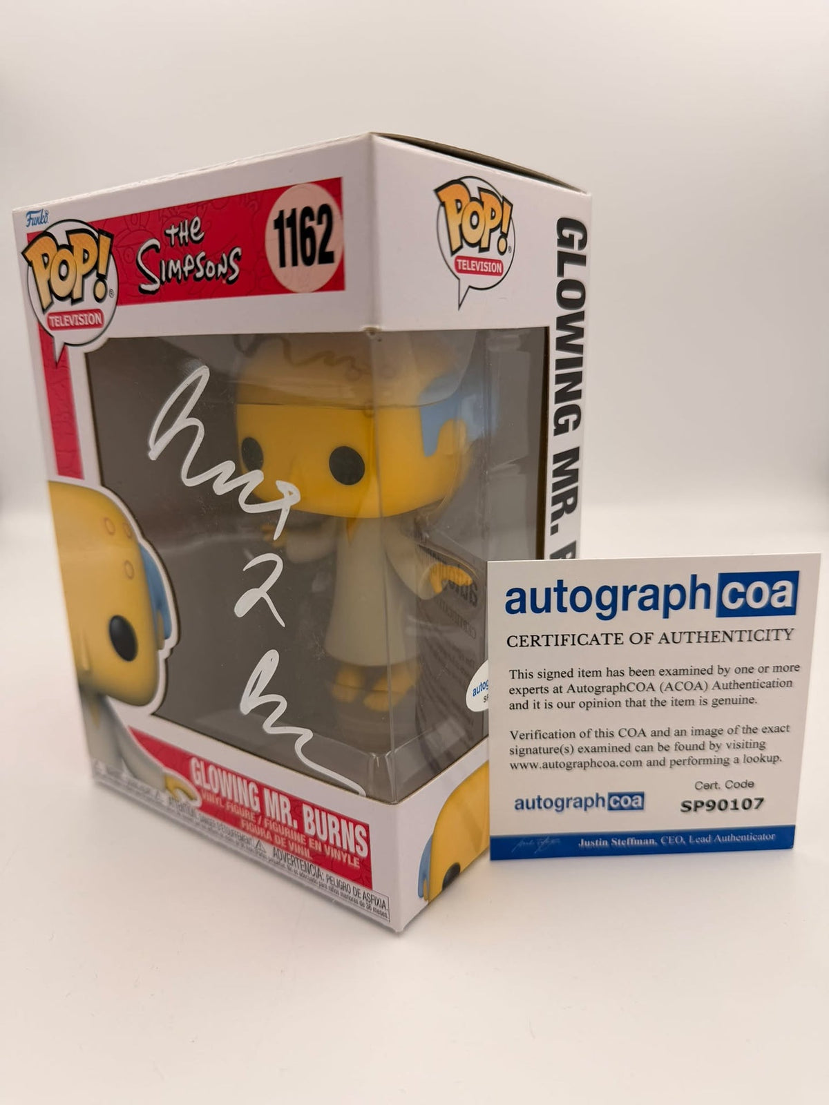 GLOWING MR BURNS - #1162 - Funko Pop! - TELEVISION - The Simpsons -  Signed by James L Brooks - ACOA Certificate