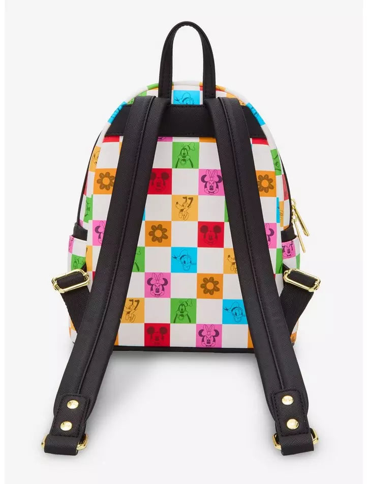 Disney Mickey Mouse & Friends Floral Checkered backpack - Loungefly
