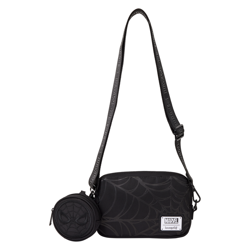 Spider-Man Black & White Suit Sling Crossbody Bag with Coin Bag- Loungefly