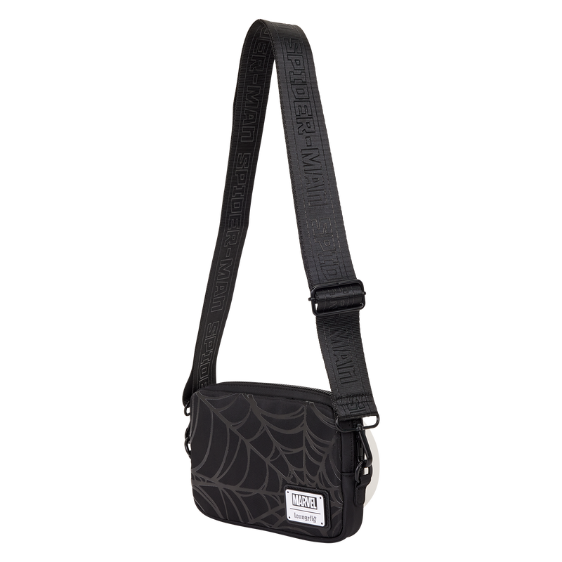 Spider-Man Black & White Suit Sling Crossbody Bag with Coin Bag- Loungefly