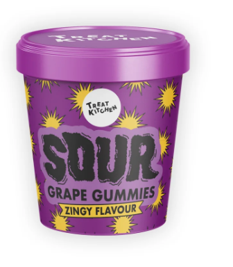 Purple Grape Flavour Super Sours Mini Tub 90g-  Treat Kitchen