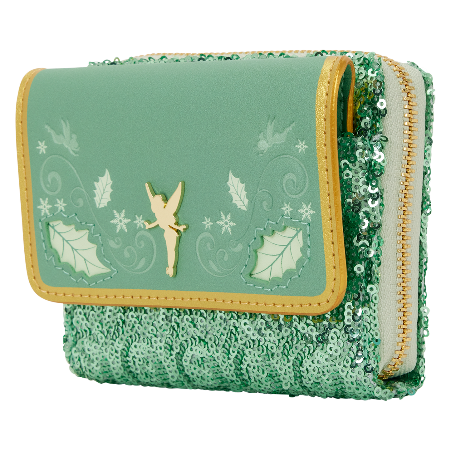 Tinker Bell Holiday Sequin Tri-Fold Wallet  – Loungefly