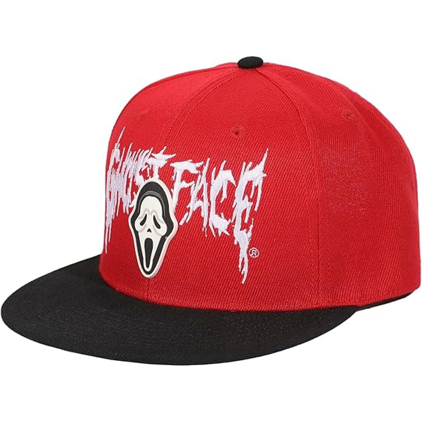 Ghostface Men's Mask Rubber Badge Red Flat Bill Baseball Cap