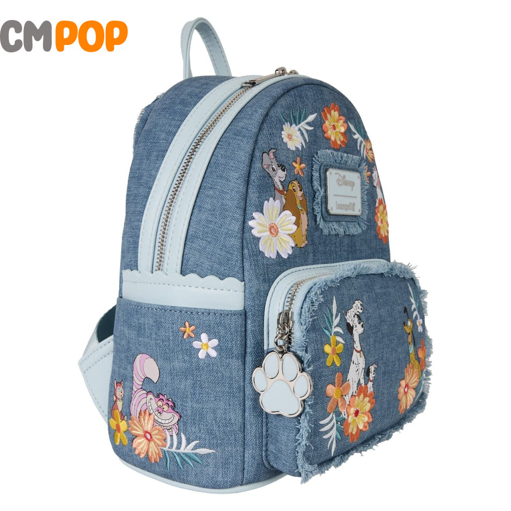 Disney dogs & cats faux denim fringe mini backpack - Loungefly Loungefly