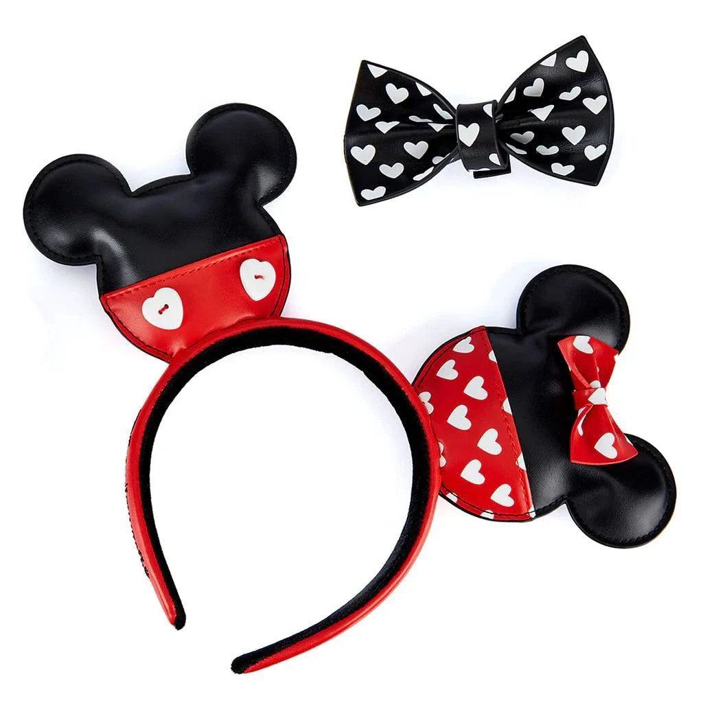 Disney Mickey Mouse and Minnie Mouse Valentines Ears Headband - Loungefly